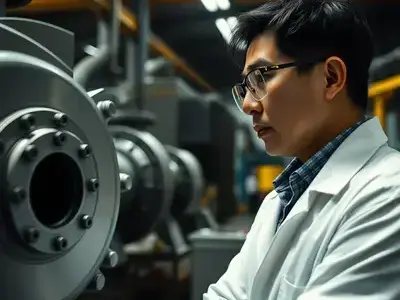 エンジニアがポンプを点検している様子